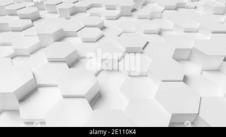 Abstract hexagonal background. 3d render of white hexagons Stock Photo