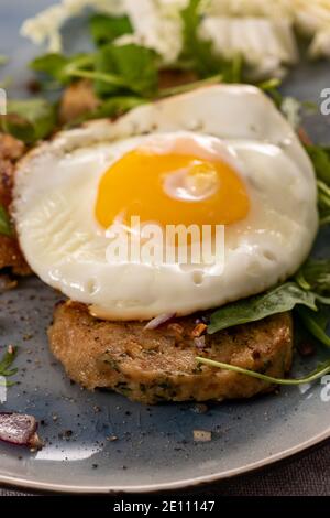 Bavarian Dumpling Groestl With An Egg Stock Photo