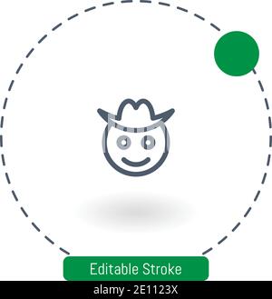 cowboy vector icon editable stroke outline icons for web and mobile Stock Vector