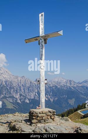 The Summit Of The Hohen Asitz In The Skiing And Hiking Area Of Leogang And Saalfelden Offers An Impressive Panoramic View Of The Surrounding Mountains Stock Photo