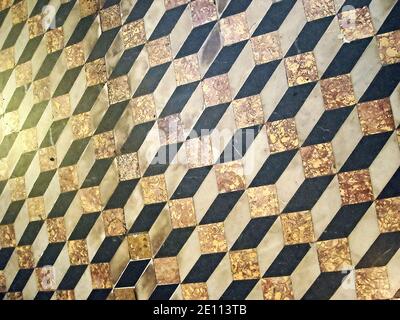 The pattern is black and white diamonds on the floor. marble tiles. Stock Photo