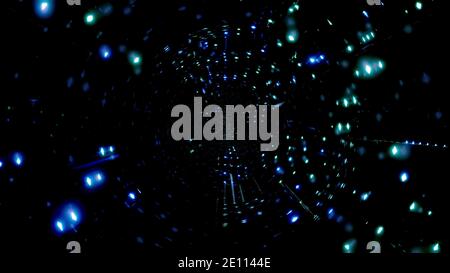 Dark color changing tunnel with glowing lights 3d illustration background wallpaper artwork Stock Photo