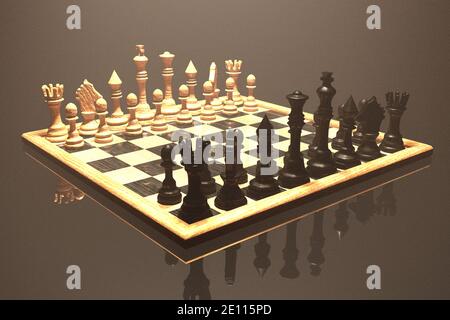 Digital 3D Illustration Of A Chess Board Stock Photo