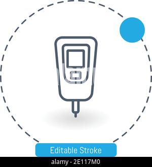 glucometer vector icon editable stroke outline icons for web and mobile Stock Vector