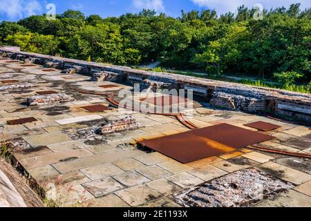 Former cannon placements atop the out wall of the Civil War Fort Zachary Taylor in Key West, the Florida Keys. Stock Photo