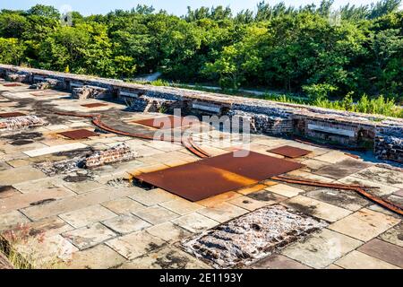 Former cannon placements atop the out wall of the Civil War Fort Zachary Taylor in Key West, the Florida Keys. Stock Photo