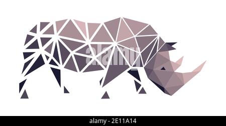 Vector rhinoceros in low poly style Stock Vector