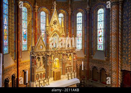 Impressive interior of Matthias church at Buda castle. Budapest, Hungary Stock Photo
