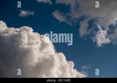 White clouds cumulus floating on blue sky for backgrounds concept Stock Photo