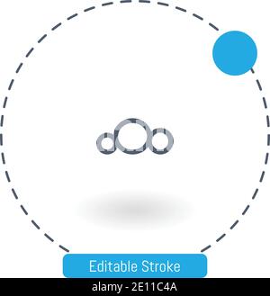 three circles group vector icon editable stroke outline icons for web and mobile Stock Vector