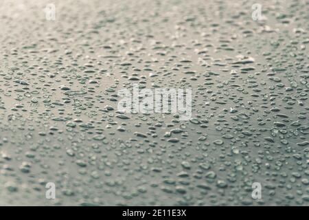 Water drops on smooth surface of waterproof fabric Stock Photo