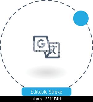 google translate vector icon editable stroke outline icons for web and mobile Stock Vector