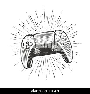 Game controller. Video gamepad sketch vector Stock Vector