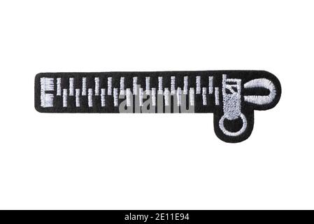 Zip lock embroidered patch isolated on white background Stock Photo