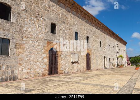 Santo Domingo,  Dominican Republic - January 11, 2017: Facade of the Museum of the Royal Houses, Zona Colonial, Distrito Nacional Stock Photo