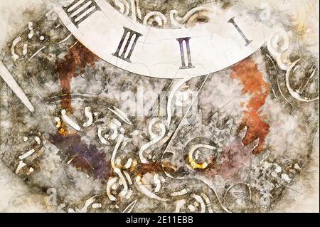 Digital Artistic Sketch Of A Clockwork Stock Photo