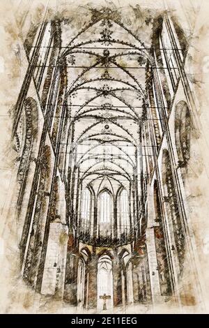 Digital Artistic Sketch Of A Cathedral Stock Photo