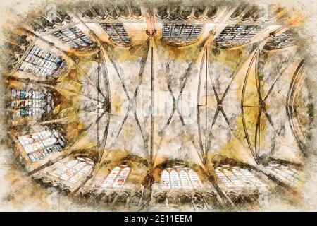 Digital Artistic Sketch Of A Cathedral Stock Photo