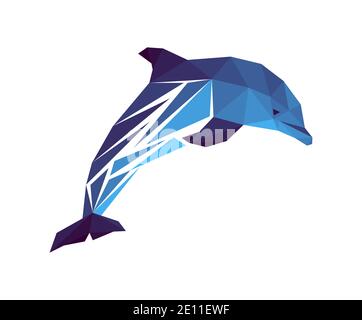 Vector dolphin in low poly style Stock Vector
