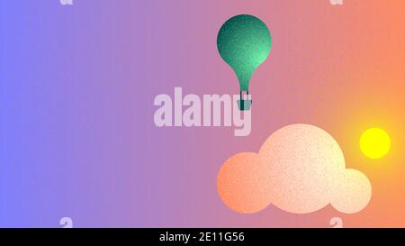 Vector air balloon in grain brush style Stock Vector