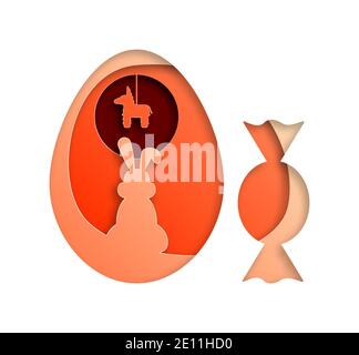 Vector easter in paper art style Stock Vector