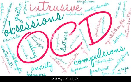 OCD word cloud on a white background. Stock Vector