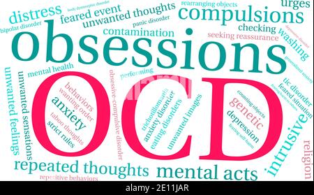 OCD word cloud on a white background. Stock Vector