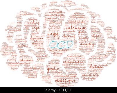 OCD word cloud on a white background. Stock Vector