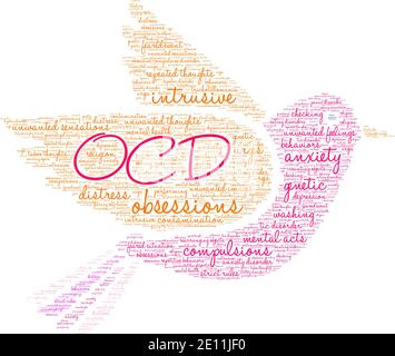 OCD word cloud on a white background. Stock Vector