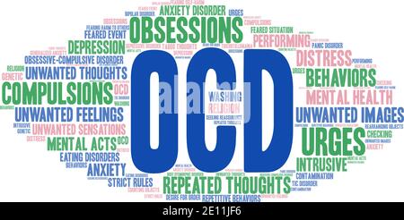 OCD word cloud on a white background. Stock Vector