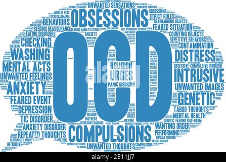 OCD word cloud on a white background. Stock Vector