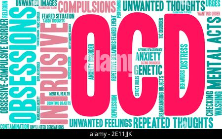 OCD word cloud on a white background. Stock Vector