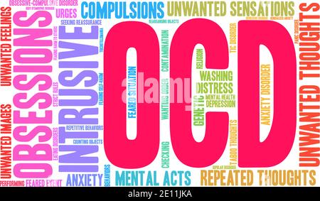 OCD word cloud on a white background. Stock Vector