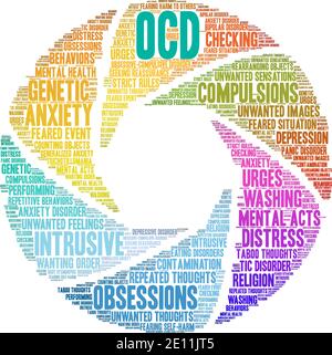 OCD word cloud on a white background. Stock Vector