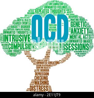 OCD word cloud on a white background. Stock Vector