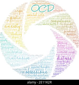 OCD word cloud on a white background. Stock Vector