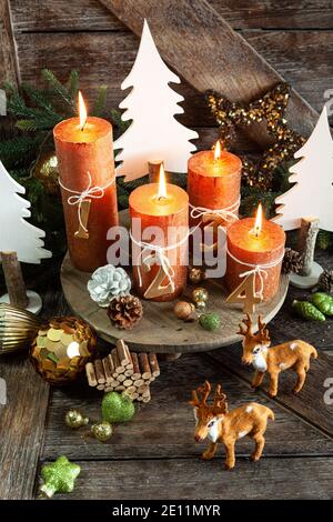 Candles And Festive Decorations For Christmas Stock Photo - Alamy