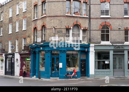 The shops and bars of Shepherd Market in the Mayfair area. London Stock Photo