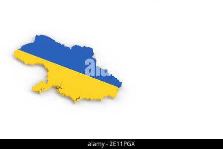 Map of Ukraine with Ukrainian flag 3D rendering Stock Photo