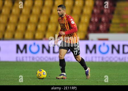 Benevento, Italy. 03rd Jan, 2021. Gianluca Caprari player of Benevento, during the match of the Italian football league Serie A between Benevento vs Milan final result 0-2, match played at the Ciro Vigorito stadium in Bevento. Italy, January 03, 2021. (Photo by Vincenzo Izzo/Sipa USA) Credit: Sipa USA/Alamy Live News Stock Photo