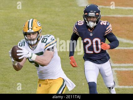 Chicago, United States. 03rd Jan, 2021. Green Bay Packers tight end Robert Tonyan (85) scores a second quarter against the Chicago Bears at Soldier Field in Chicago on Sunday, January 3, 2021. Photo by Mark Black/UPI Credit: UPI/Alamy Live News Stock Photo