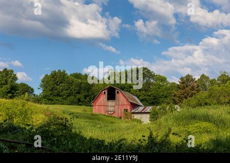 An old red barn in northern Wisconsin. Stock Photo