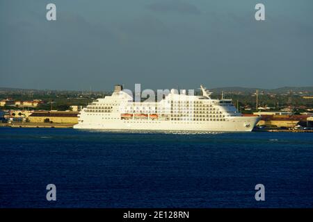 Oranjestad, Aruba - November 16, 2018 - Regent Seven Seas cruise ship docked on the port Stock Photo