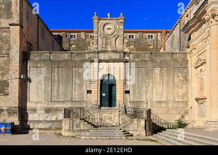 The main entrance of the 17th-century Jesuit Collegium Ragusinum (Diocesan Classical Gymnasium 'Ruder Boskovic' in Dubrovnik, Croatia Stock Photo