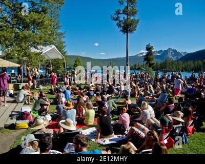 Weekly summer 'Music from Stanley' at Redfish Lake Lodge near Stanley, Idaho, USA Stock Photo