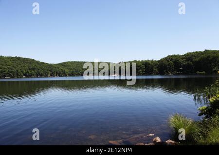 Ramapo Lake view in Ramapo Mountain State Forest in Northern New Jersey Stock Photo