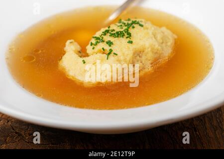 Soup With Semolina Dumpling Stock Photo