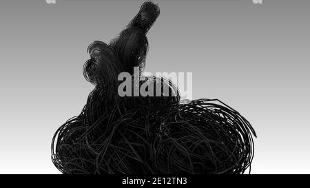 Dark fiber optics cables, Hyper realistic multiple twisted wires or cables isolated on light Grey background, Technology and industrial concept, 4k Hi Stock Photo