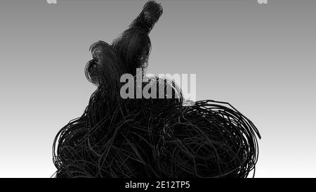 Dark fiber optics cables, Hyper realistic multiple twisted wires or cables isolated on light Grey background, Technology and industrial concept, 4k Hi Stock Photo