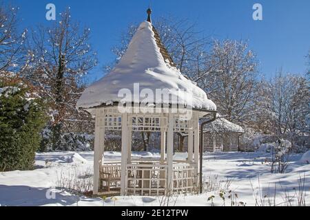 Snow-covered Pavilion In The Spa Park Of Bad Tölz Stock Photo